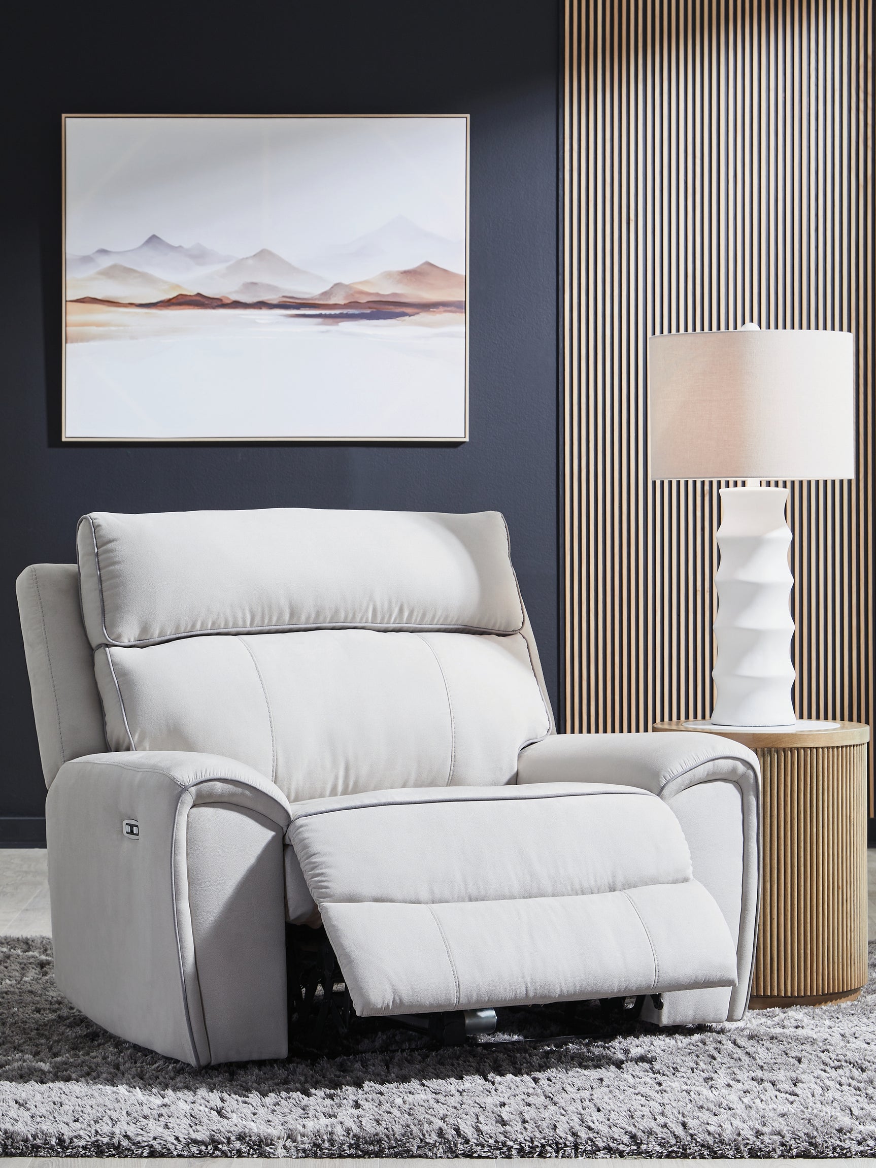 Social Pointe Pearl/Ash Chenille Power Recliner