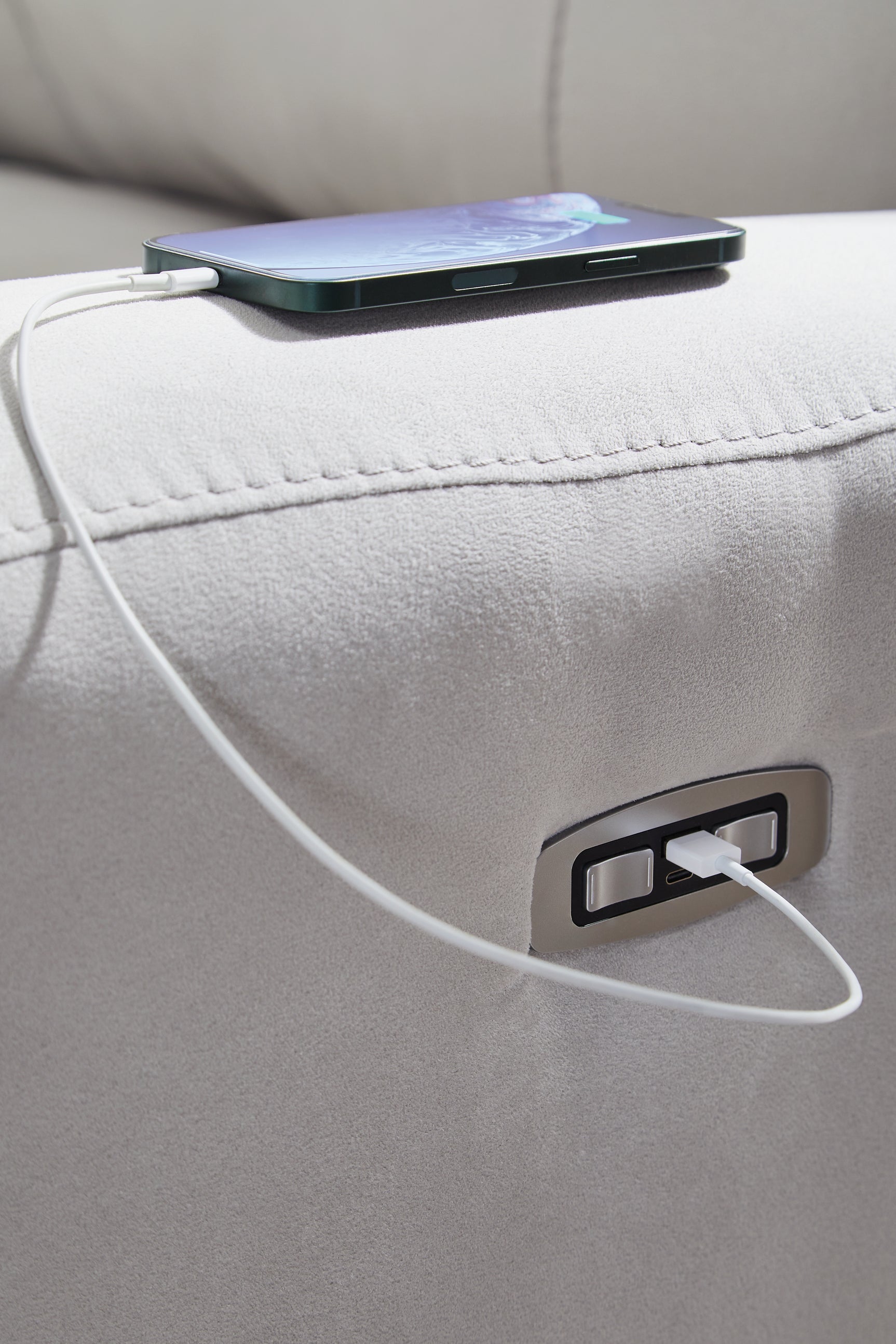 Social Pointe Pearl/Ash Chenille 6-Piece Power Reclining Sectional