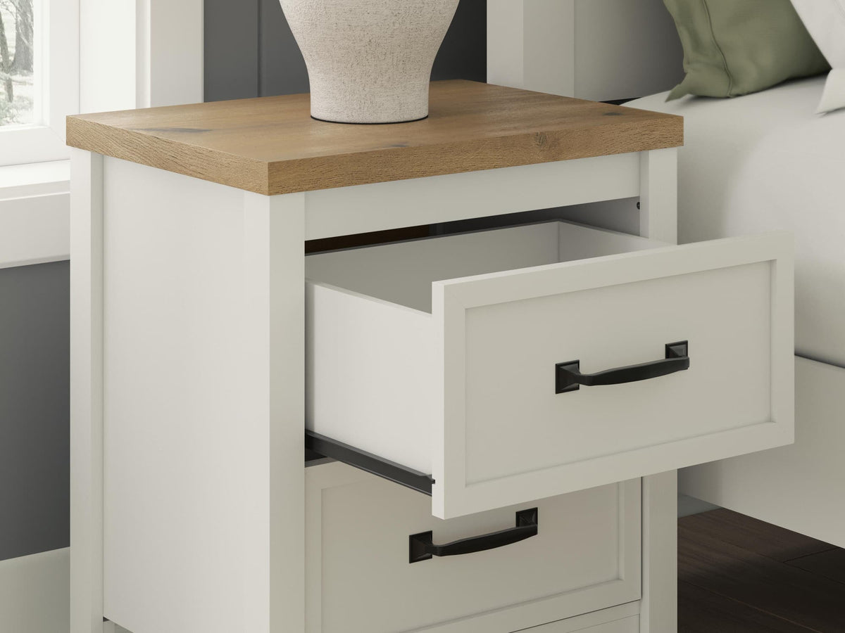 Kerisden White/Brown Nightstand — detail view
