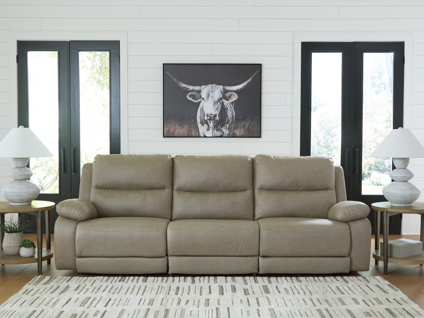 Narwhal Place Pebble Faux Leather 3-Piece Power Reclining Sectional