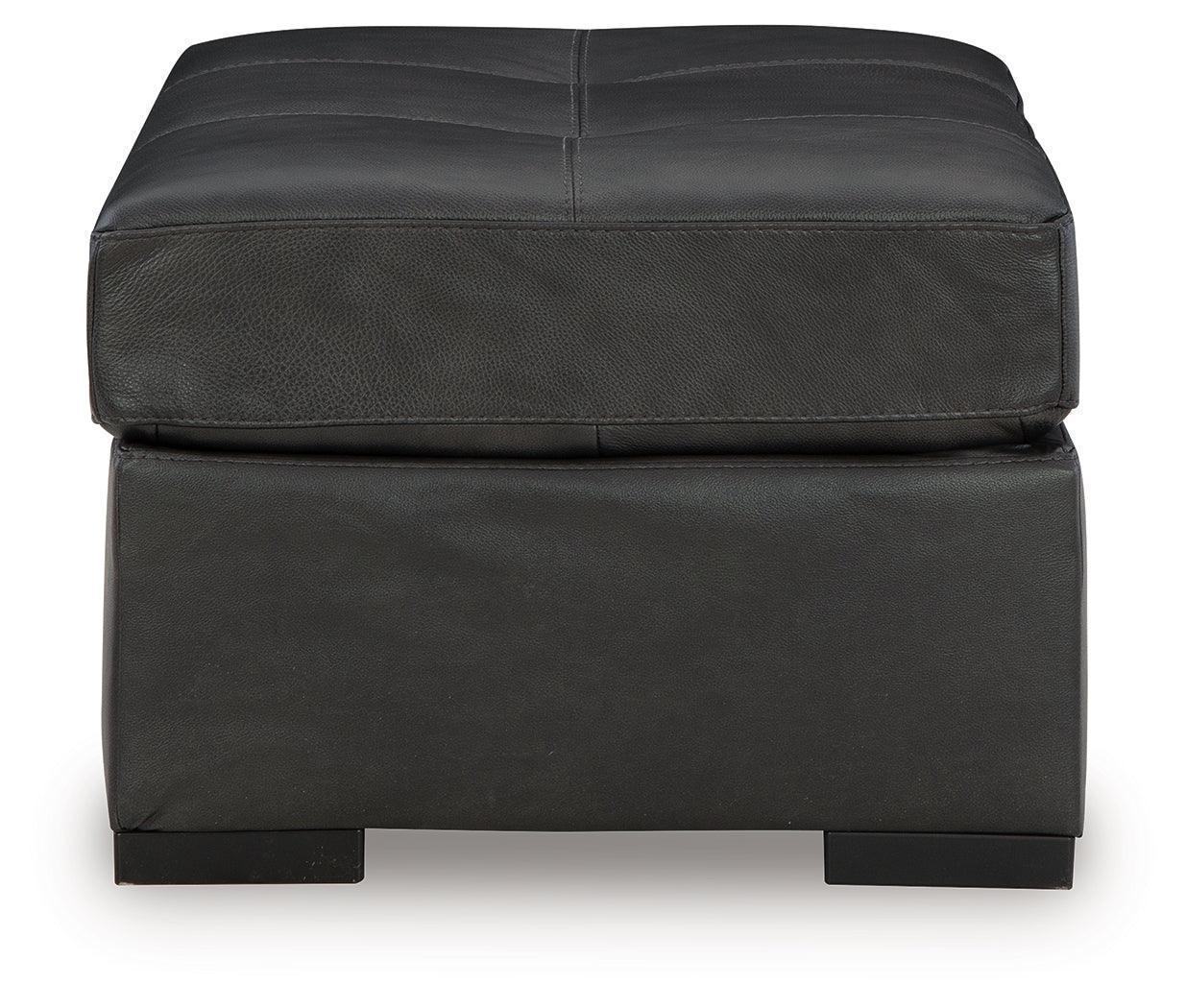 Brindley Pier Fog Leather Oversized Accent Ottoman