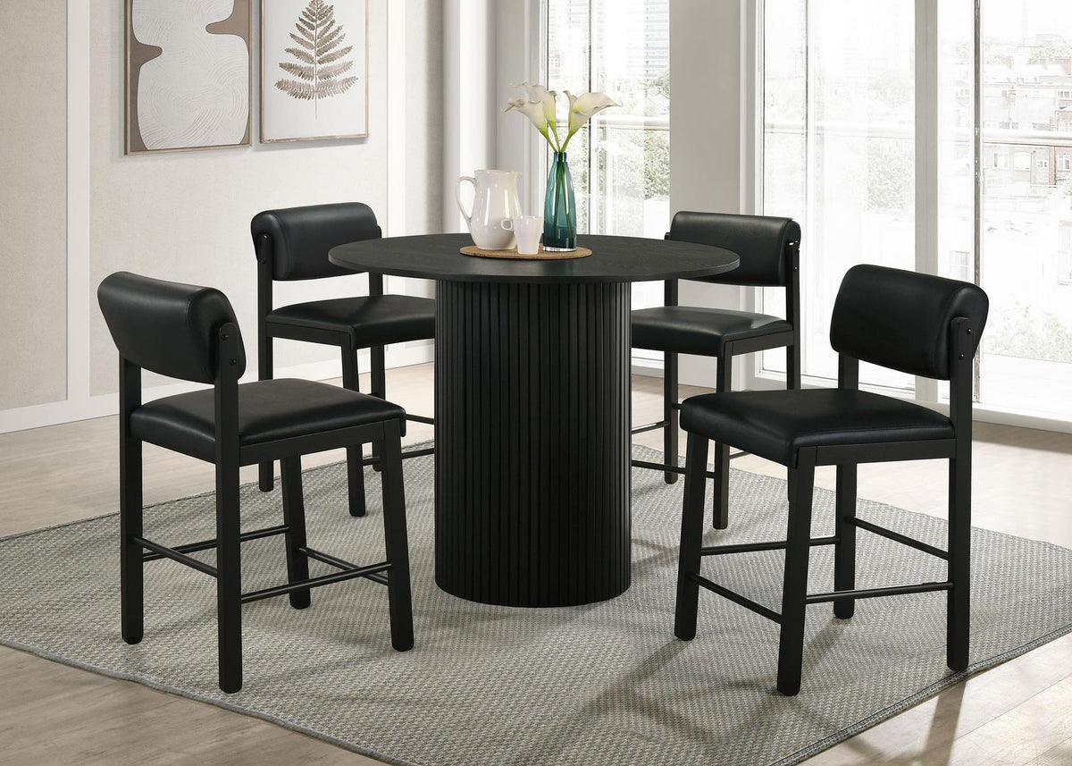 Hamlyn 5-Piece Round Wood Counter Height Dining Set Black — product view