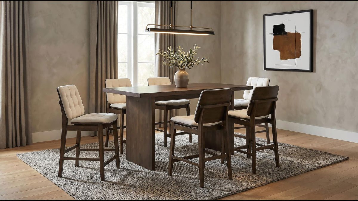 Decker 7-Piece 70-Inch Counter Height Dining Set Cream and Walnut — product view