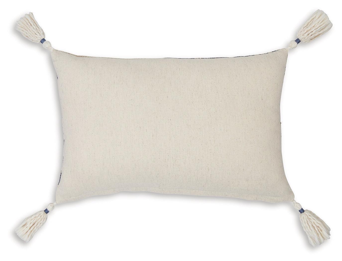 Winbury Traditional Blue Tan White Medallion Pillow Set of 4