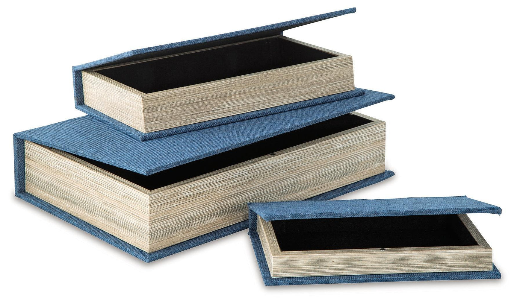 Jolina Blue Decorative Box Set of 3 with Velvet Lining