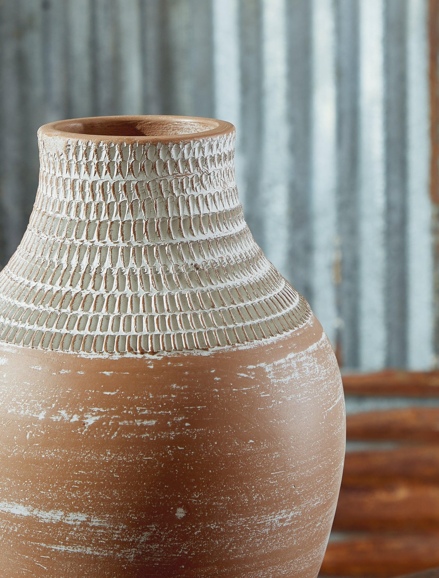 Reclove Distressed White Terra Cotta Vase