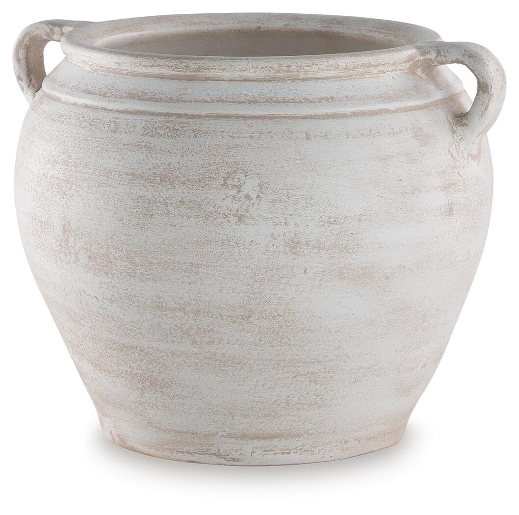 Meadie Distressed White Vase view 3