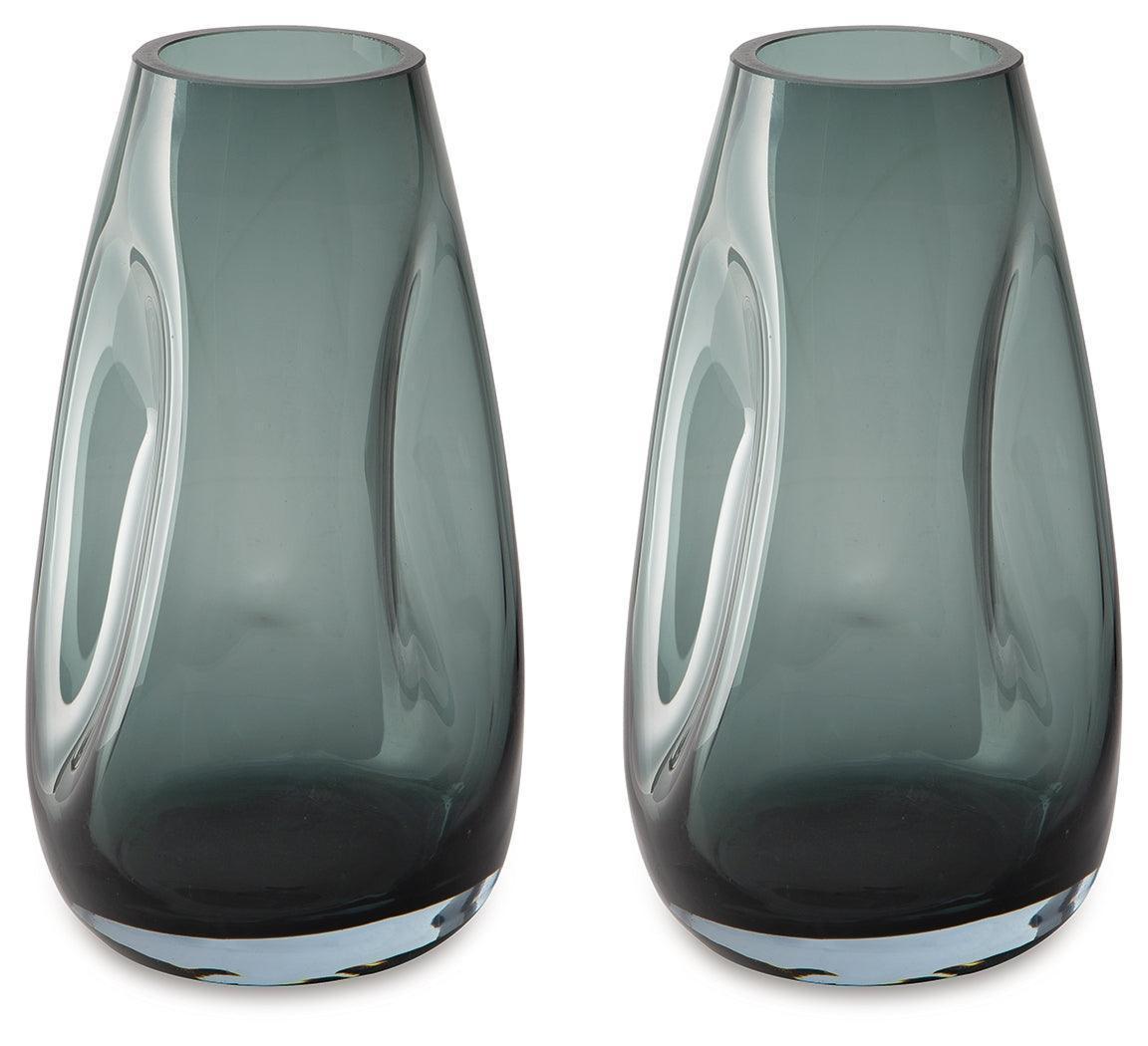 Beamund Teal Blue Glass Vase Set of 2