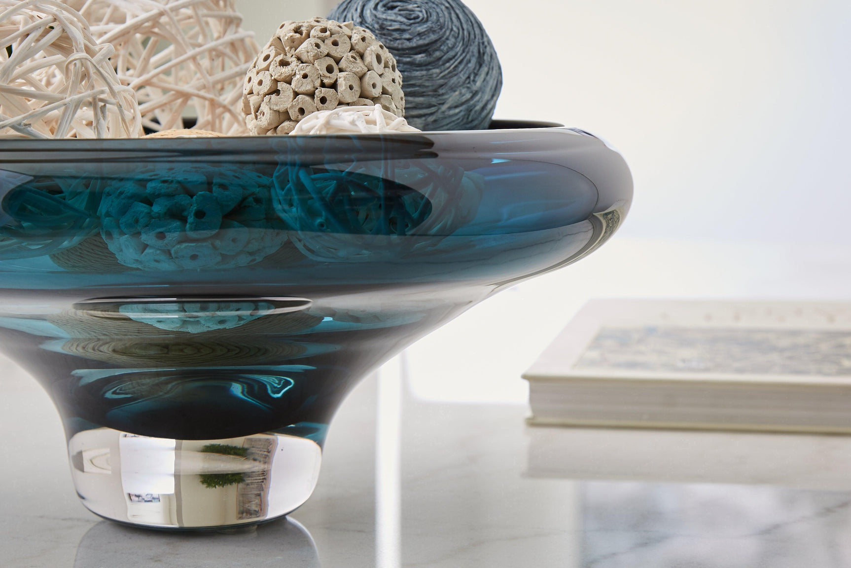 Vallborough Teal Blue Contemporary Glass Bowl