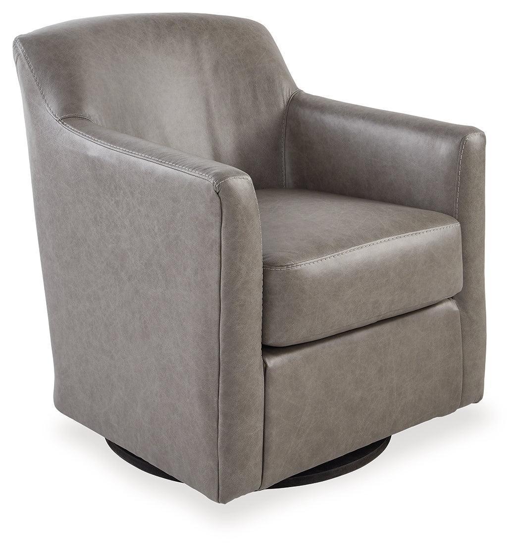 Bradney Fossil Leather Swivel Accent Chair