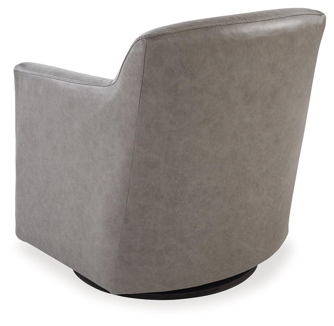 Bradney Fossil Leather Swivel Accent Chair