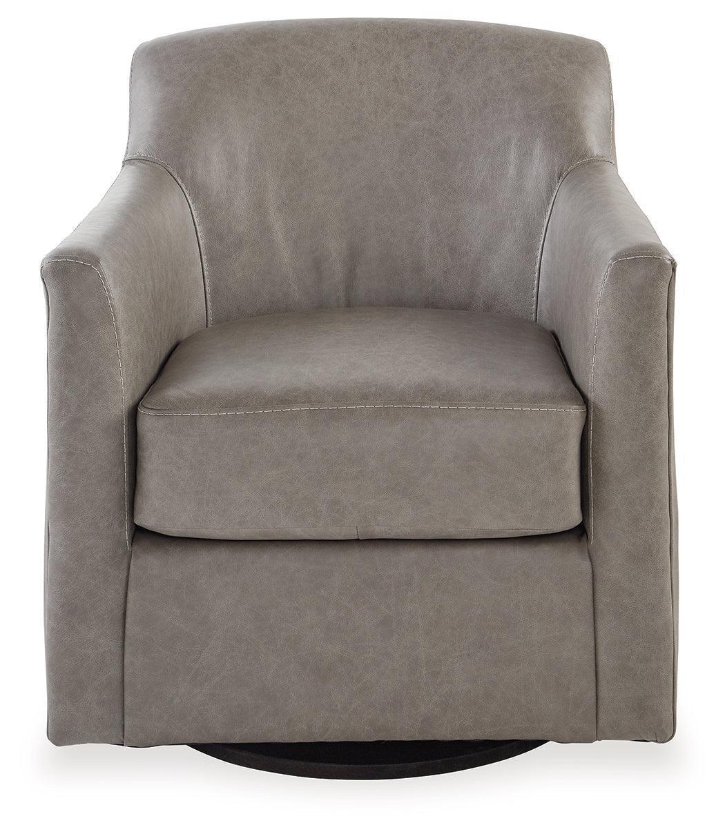 Bradney Fossil Leather Swivel Accent Chair