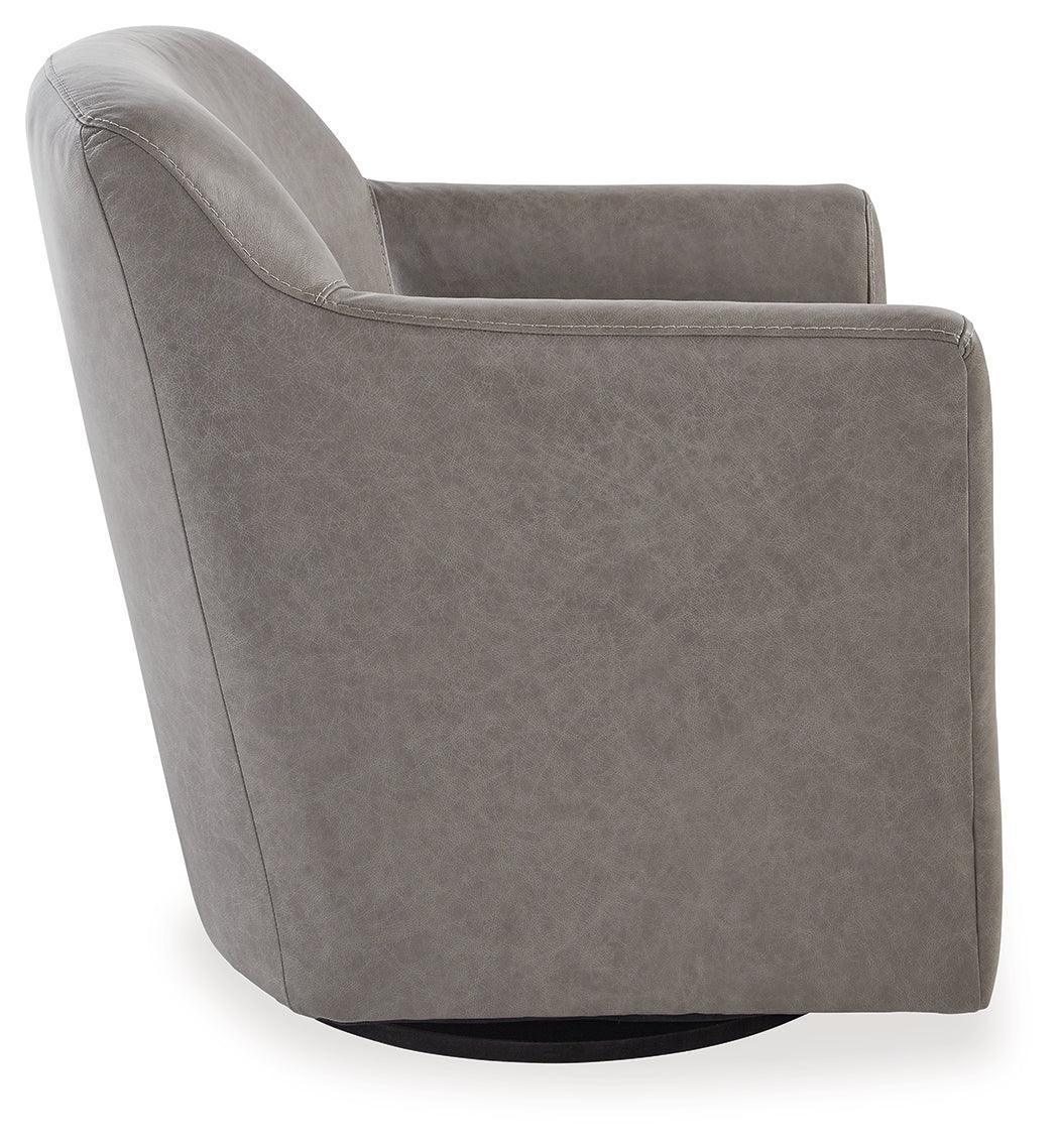 Bradney Fossil Leather Swivel Accent Chair
