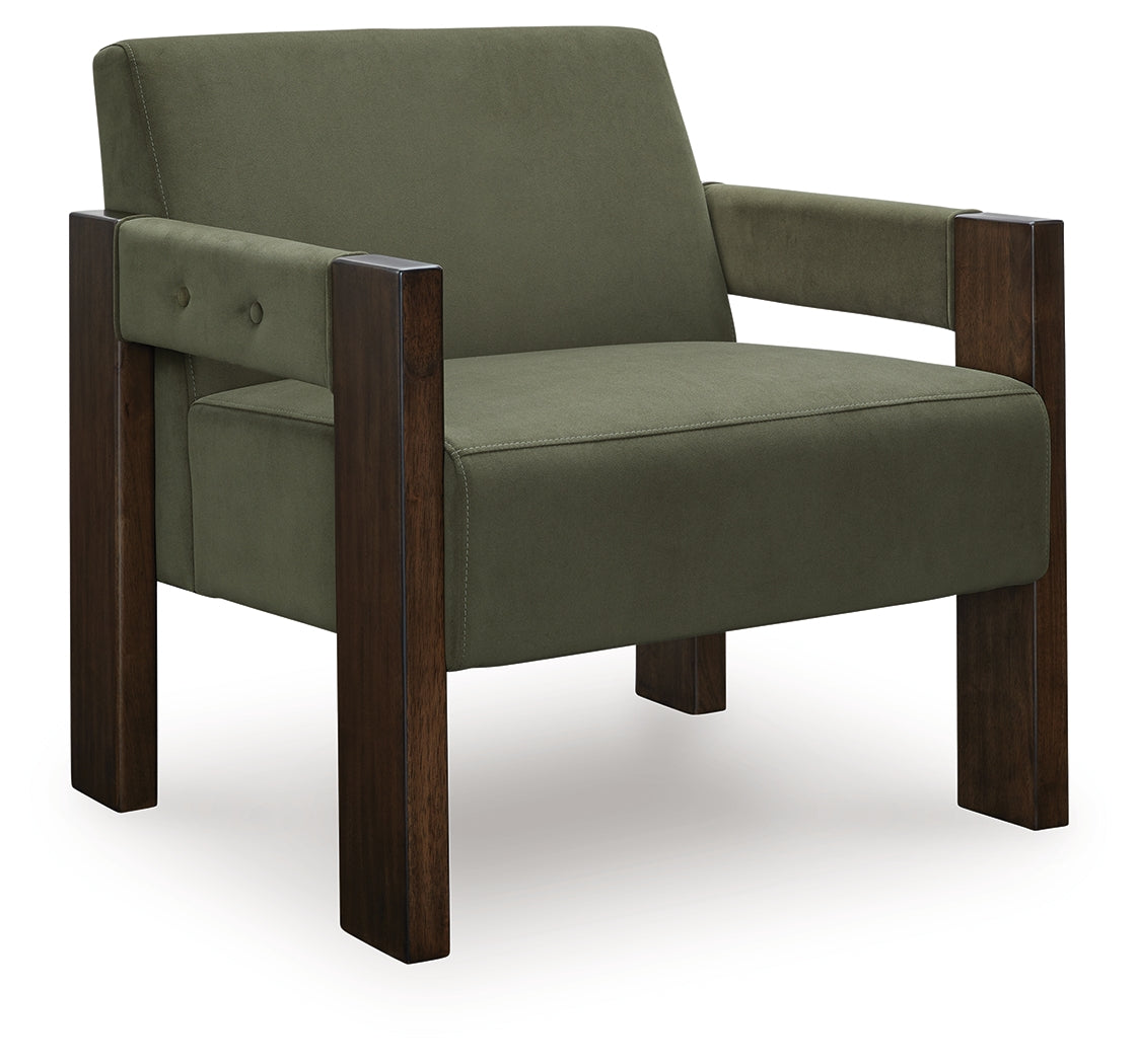 Adlanlock Olive Velvet Accent Chair