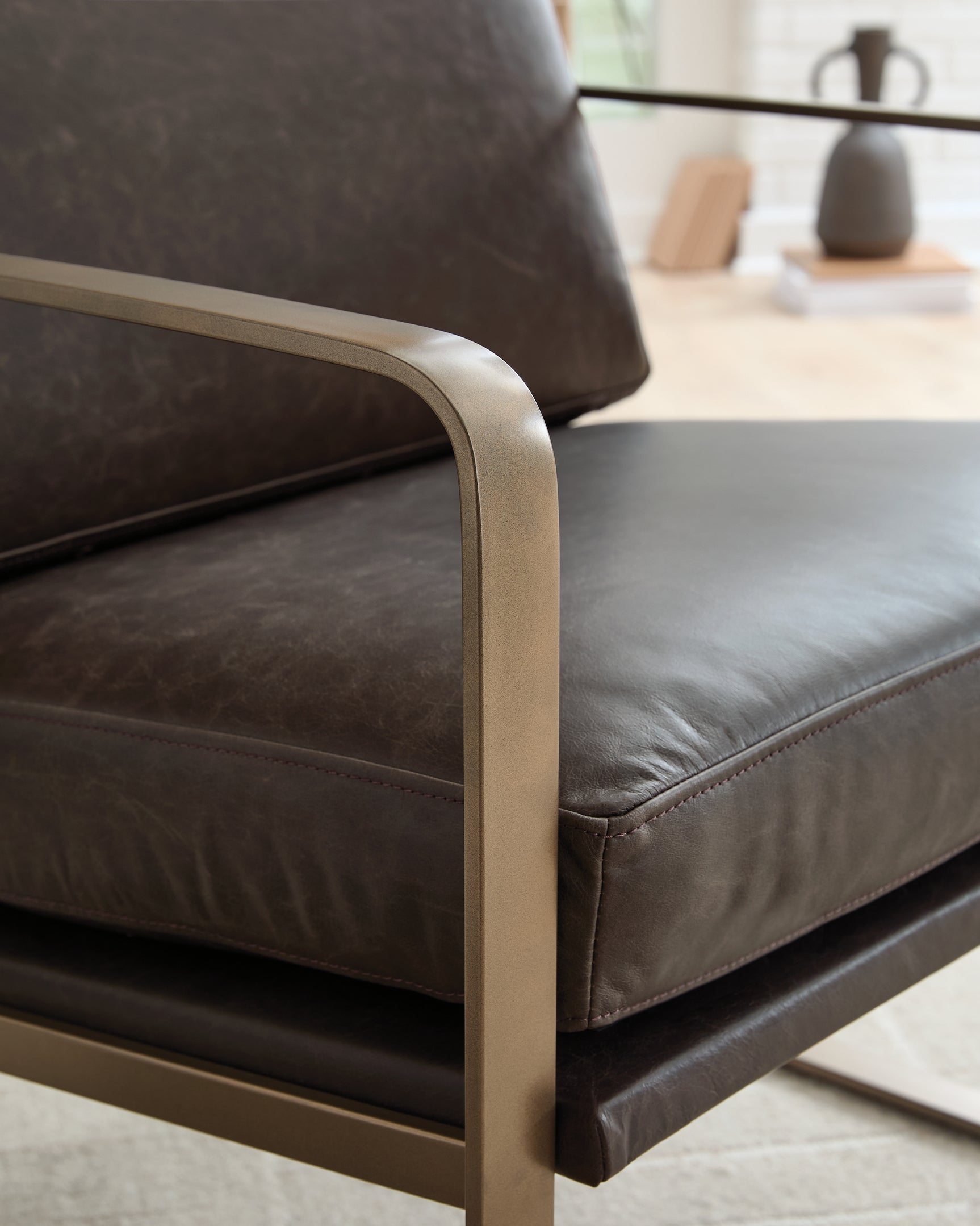 Bradett Dark Brown/Gold Finish Accent Chair