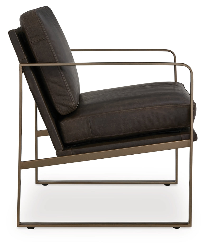 Bradett Dark Brown/Gold Finish Accent Chair