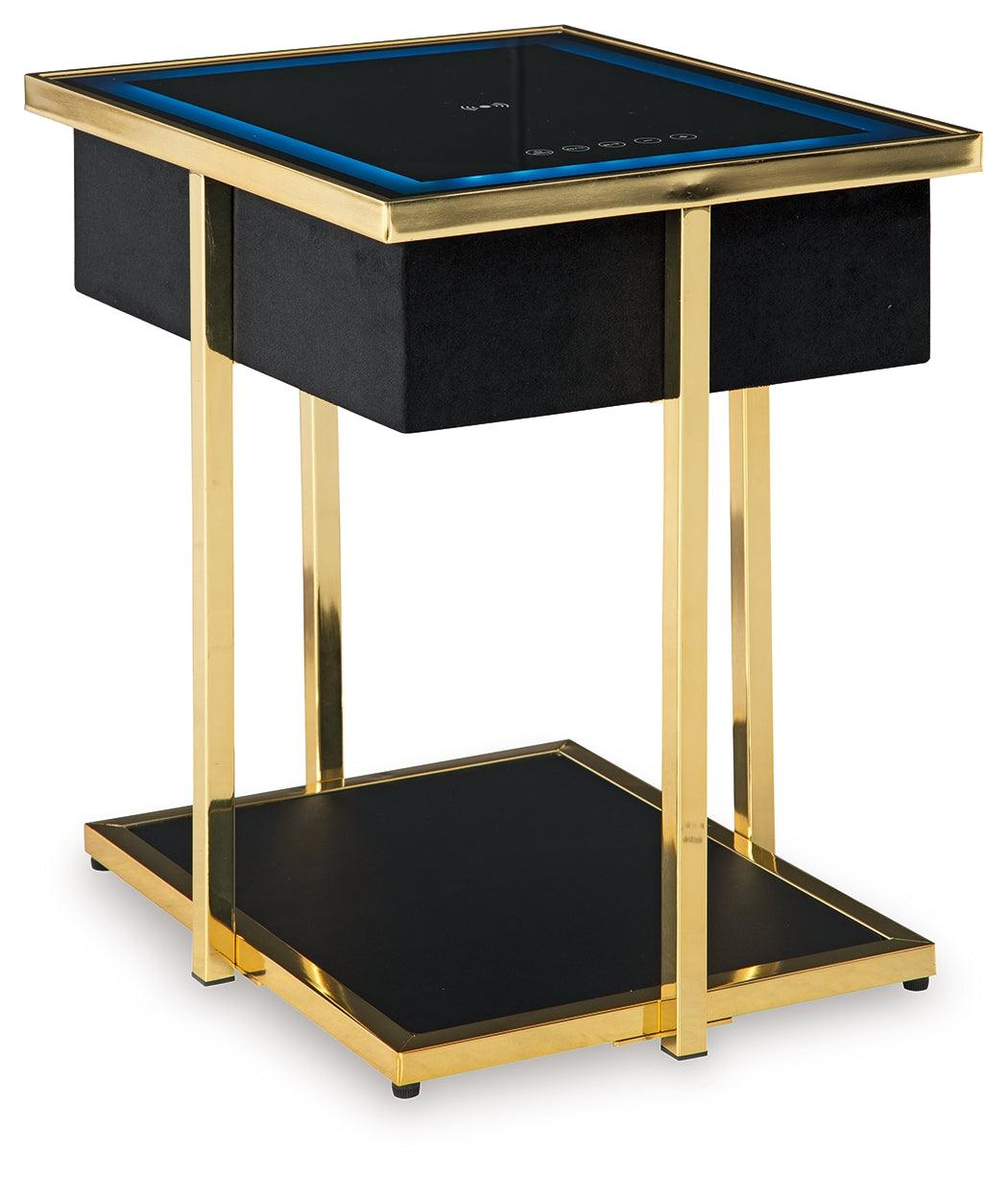 Rexwell Black/Gold Finish Accent Table with Speaker