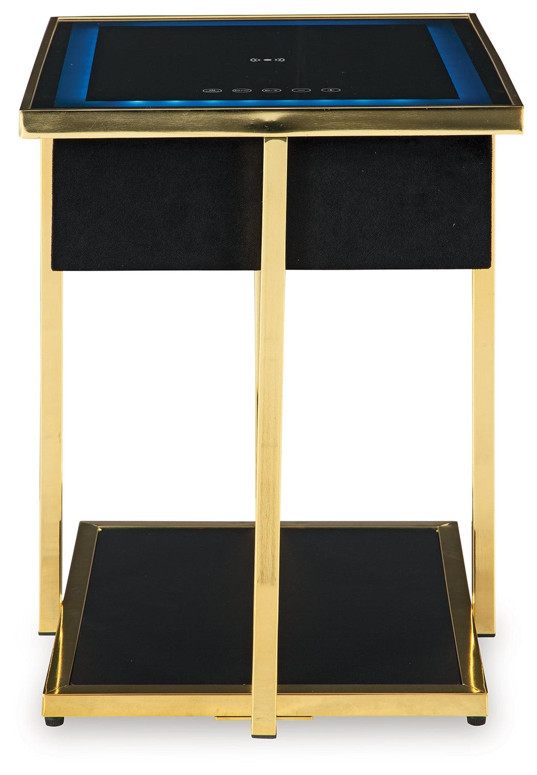 Rexwell Black/Gold Finish Accent Table with Speaker
