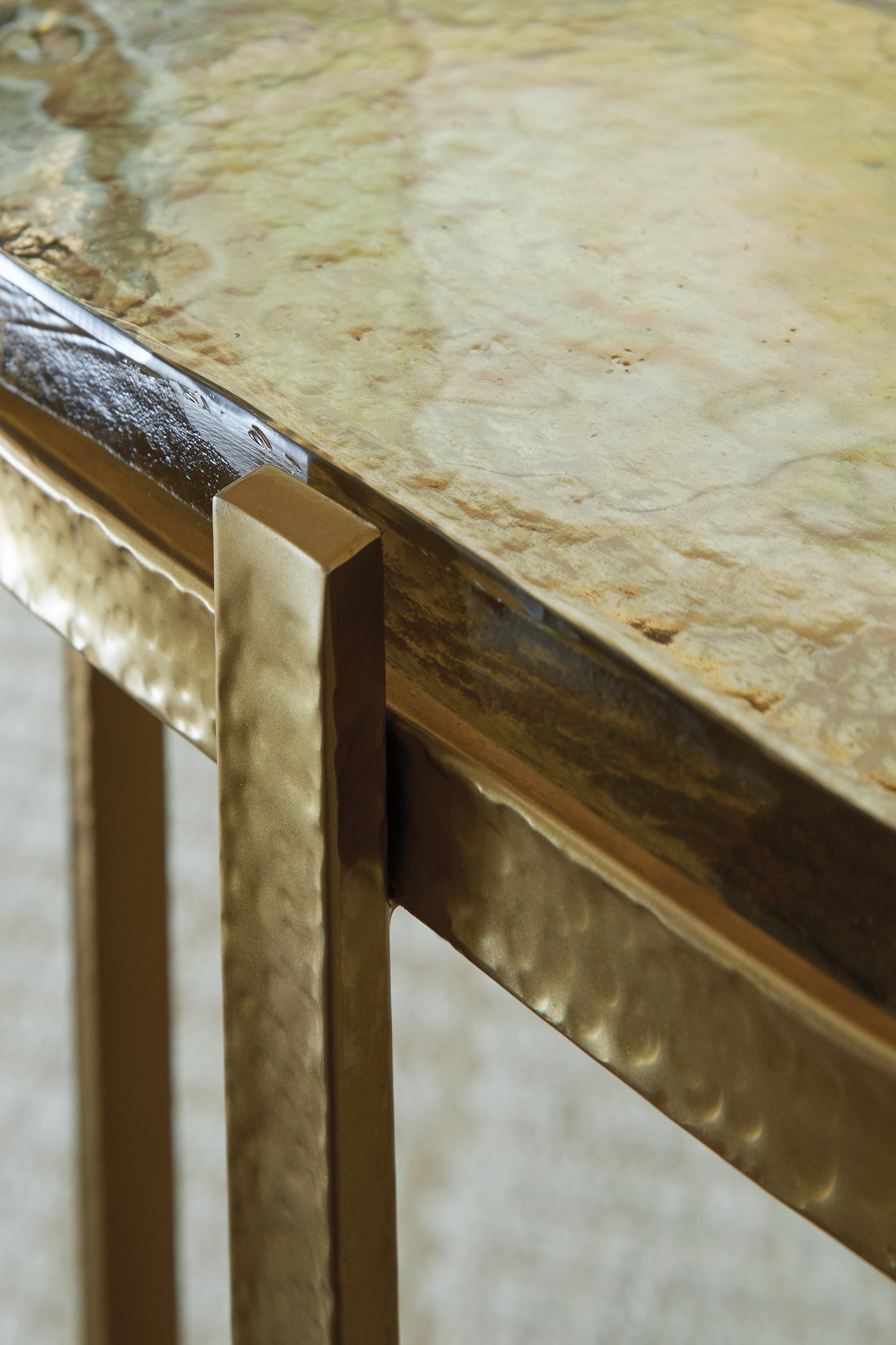 Porterville Gold Finish Accent Table