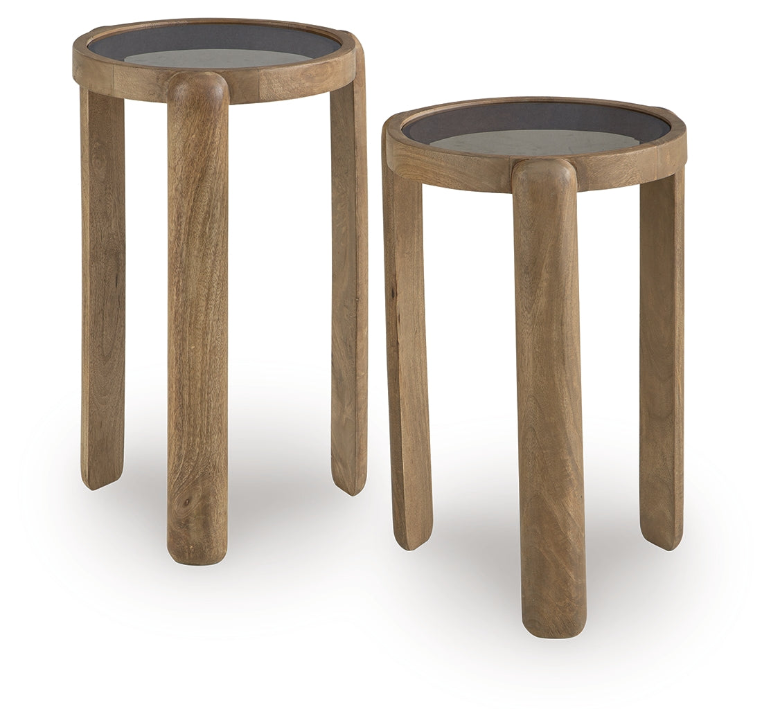 Jossor Light Brown Accent Table (Set of 2)