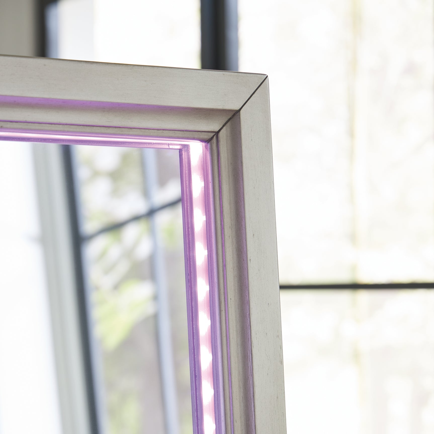 Evesen Champagne Floor Standing Mirror/Storage