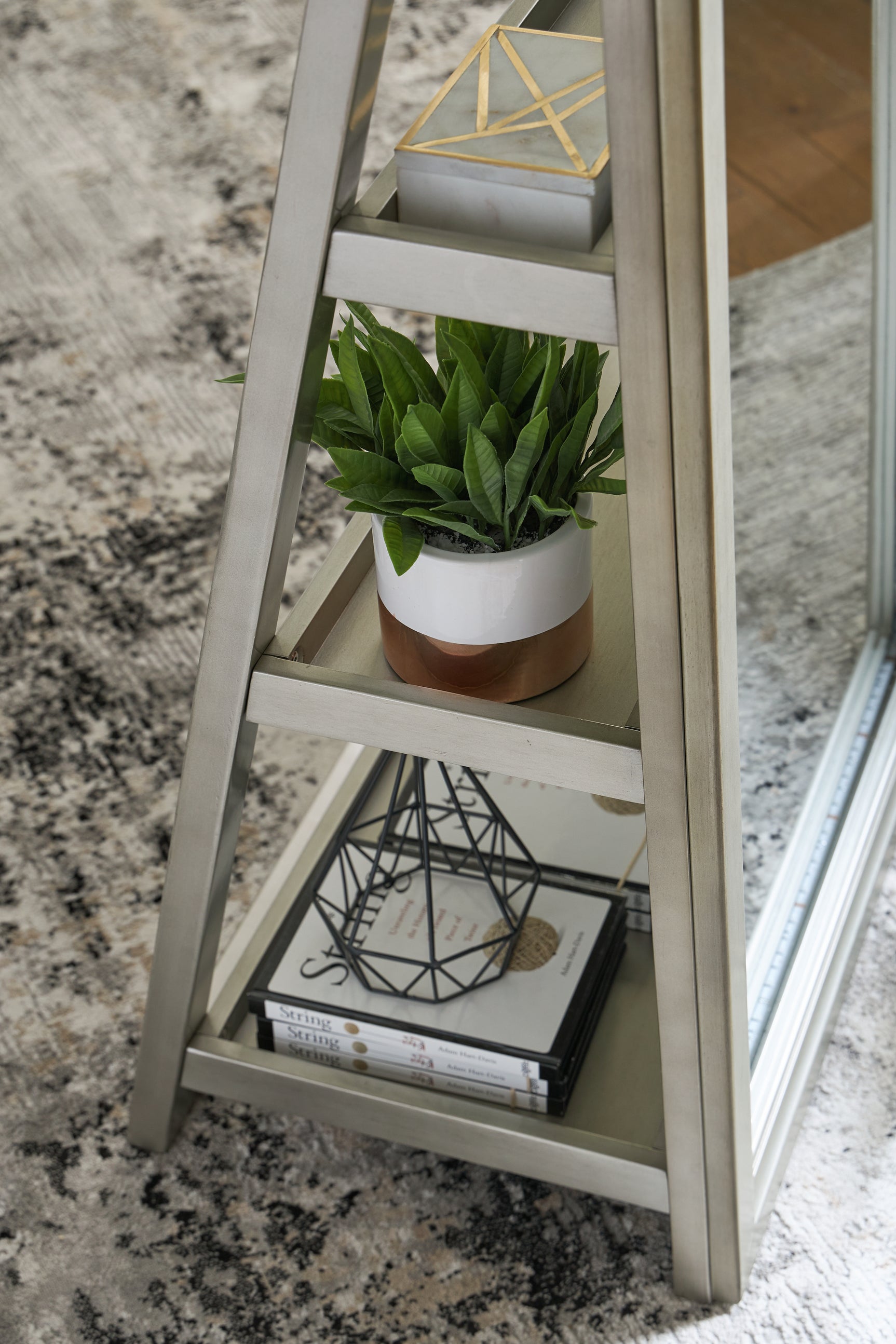 Evesen Champagne Floor Standing Mirror/Storage