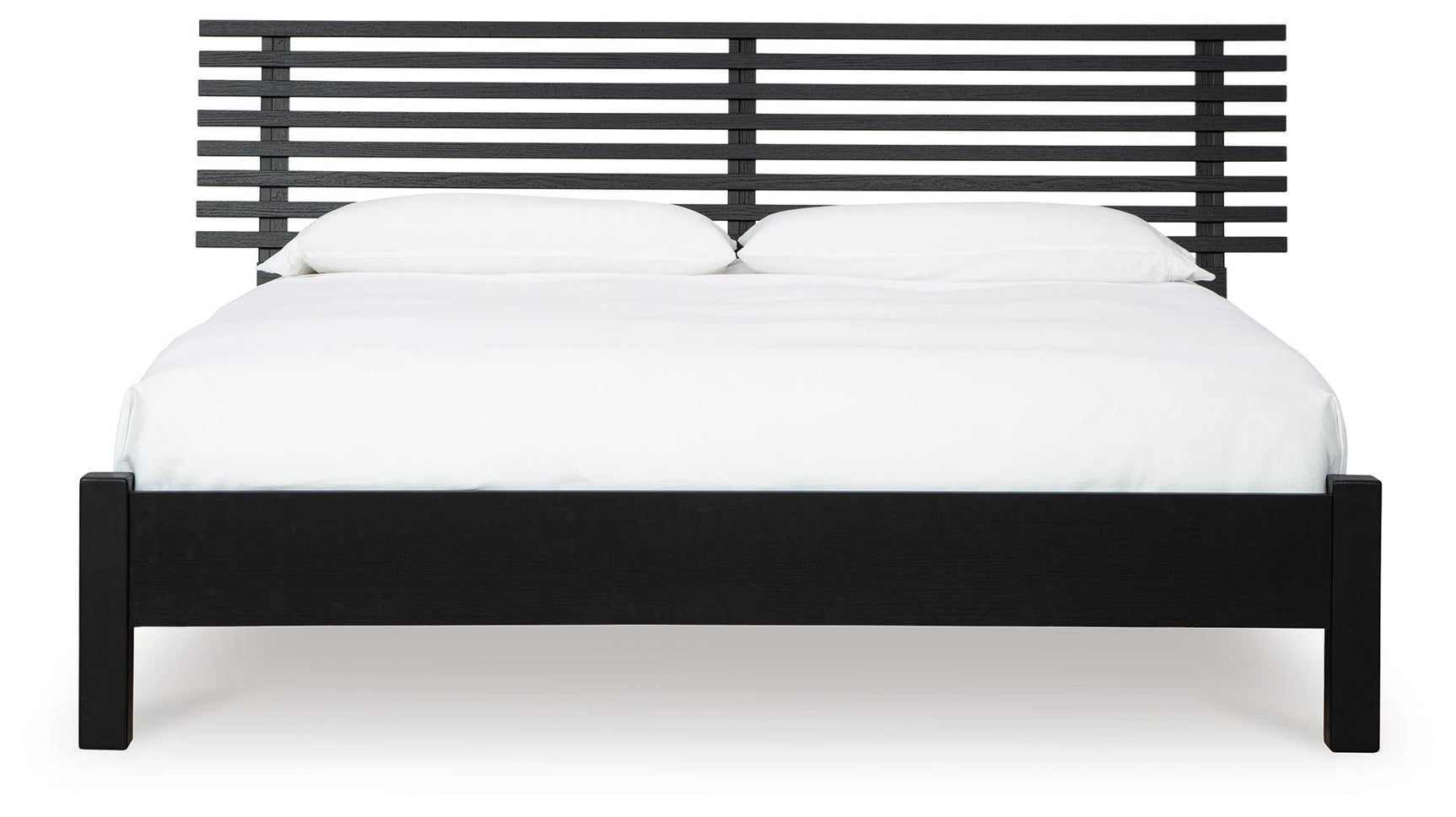 Danziar Matte Black Queen Slat Panel Bed