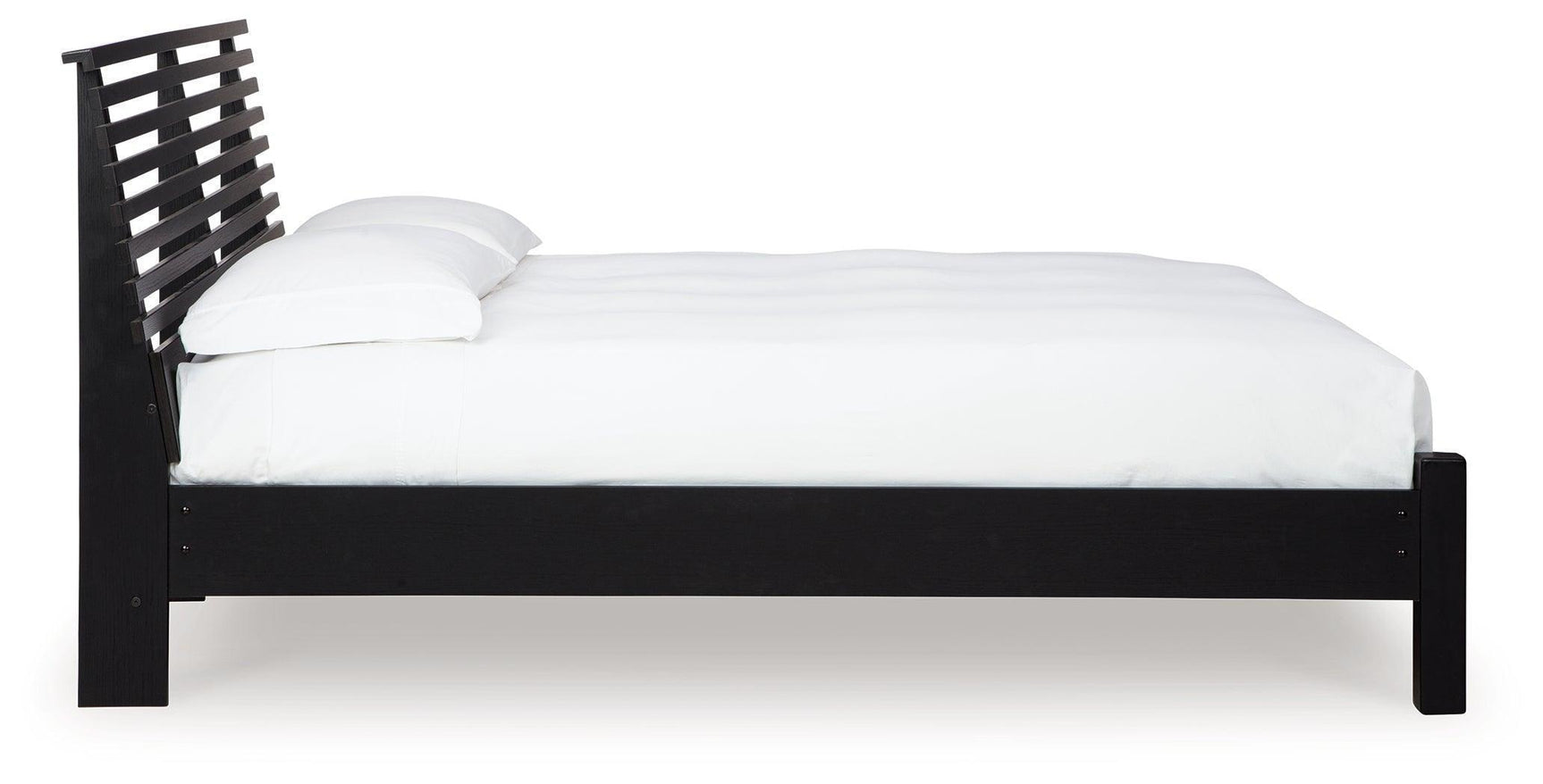 Danziar Matte Black Queen Slat Panel Bed