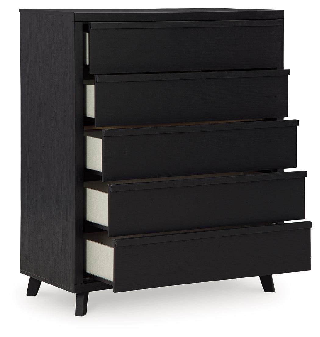 Danziar Matte Black Wide Chest of Drawers