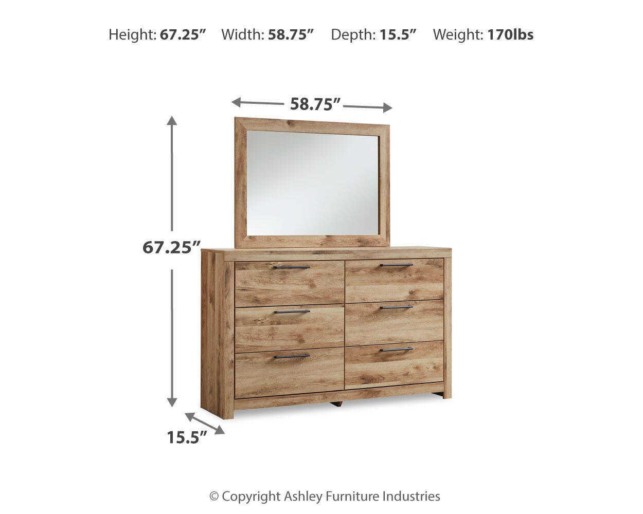 Hyanna Tan Brown Panel Storage Bedroom Set dimension view