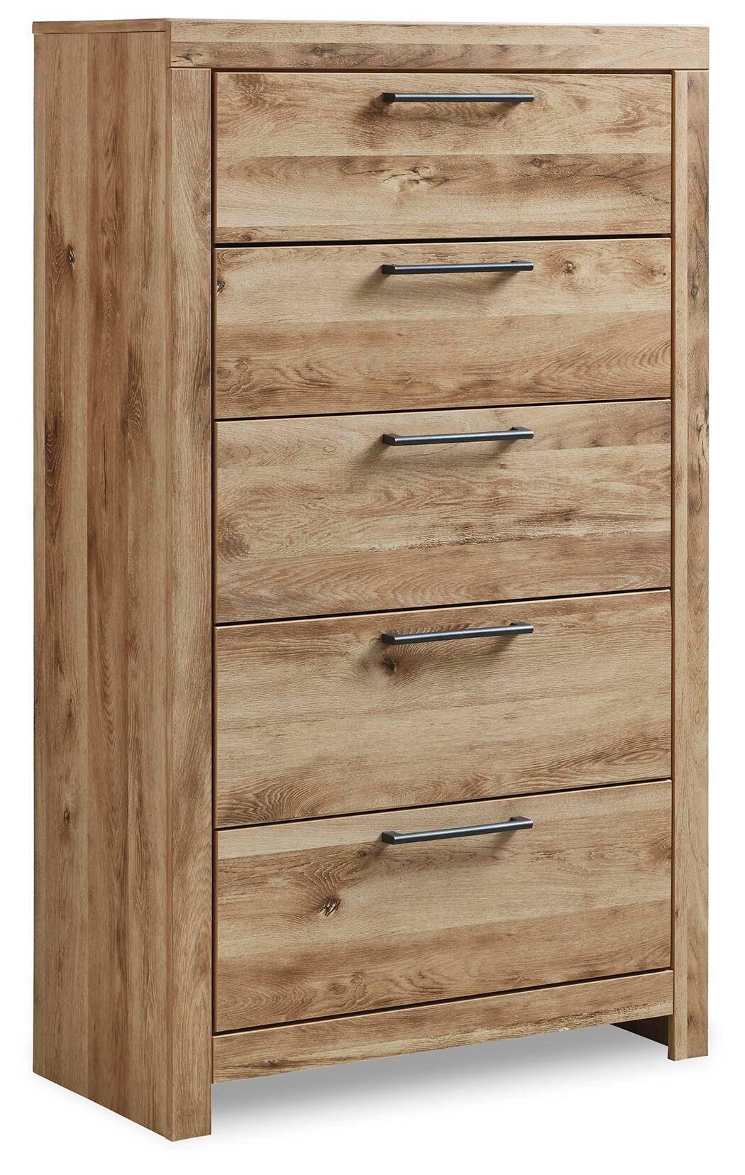 Hyanna Tan Brown Panel Storage Bedroom Set angled view