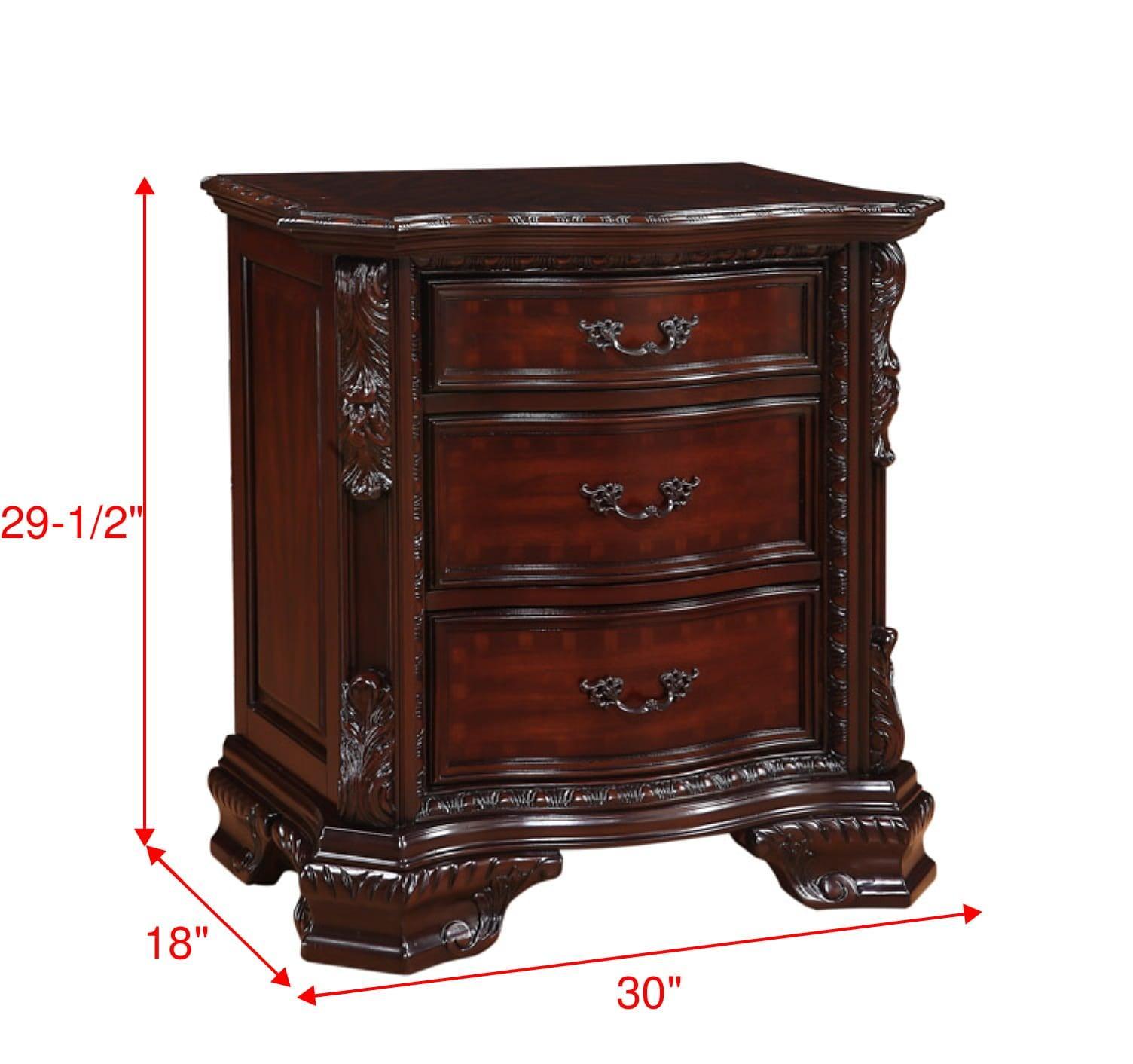 Sheffield Rich Brown And Dark Cherry Finish Rustic Faux Leather Upholstered Panel Bedroom Set, Wood - Ella Furniture