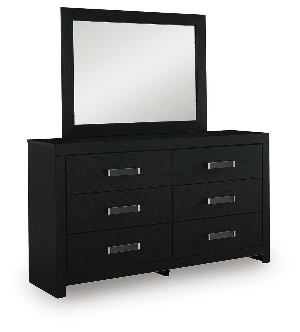Maeling Black Dresser and Mirror angled view