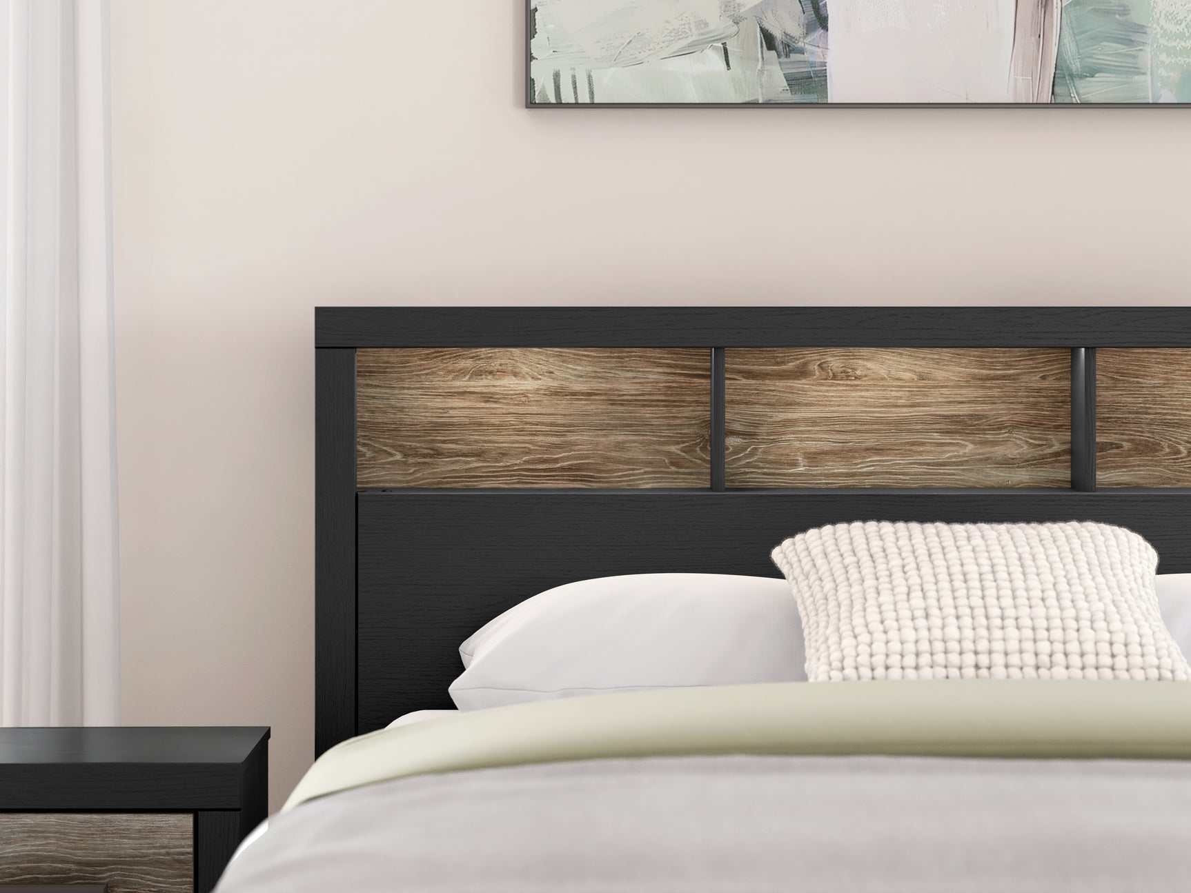 Broachmyn Black/Gray Queen Bookcase Panel Bed
