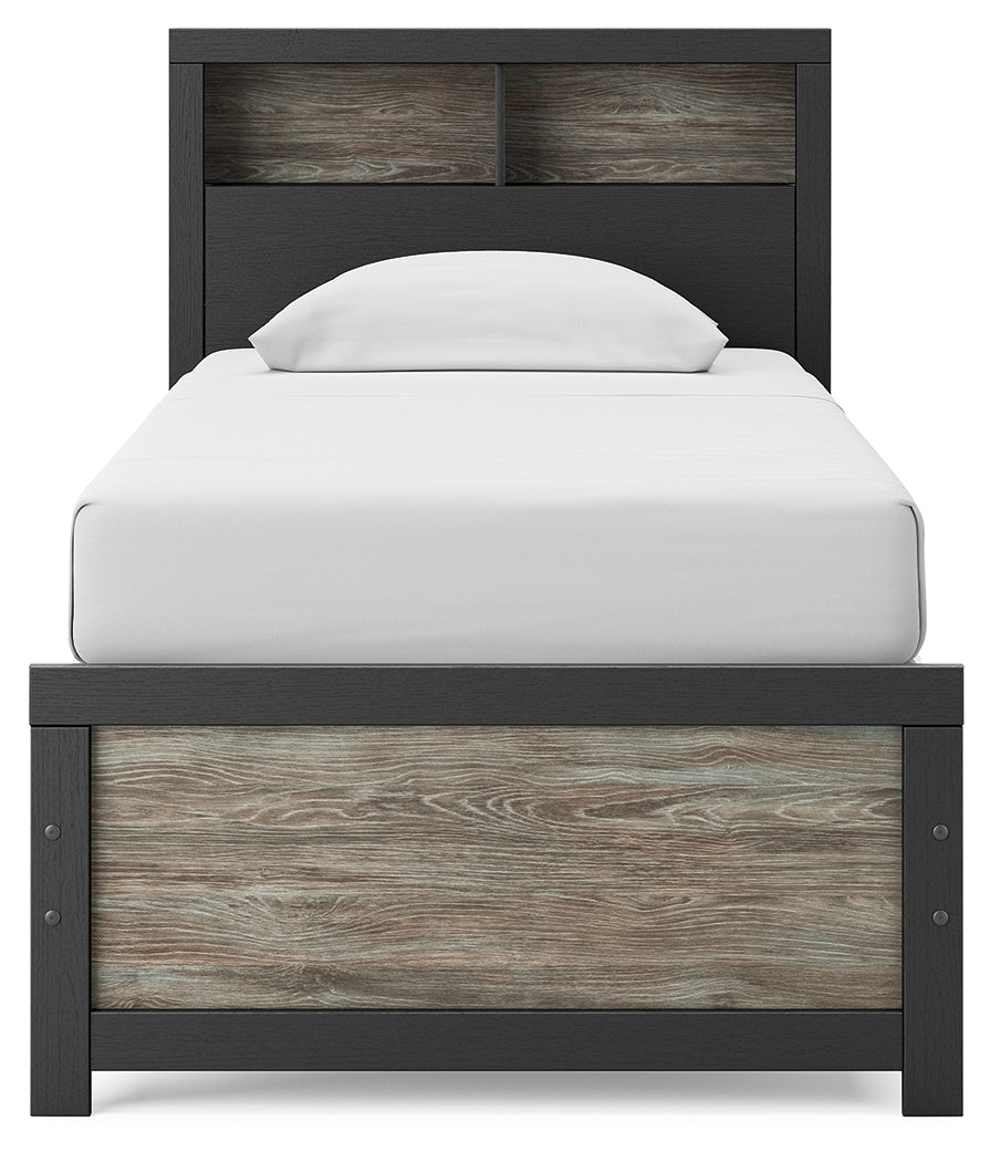 Broachmyn Black/Gray Twin Bookcase Bed