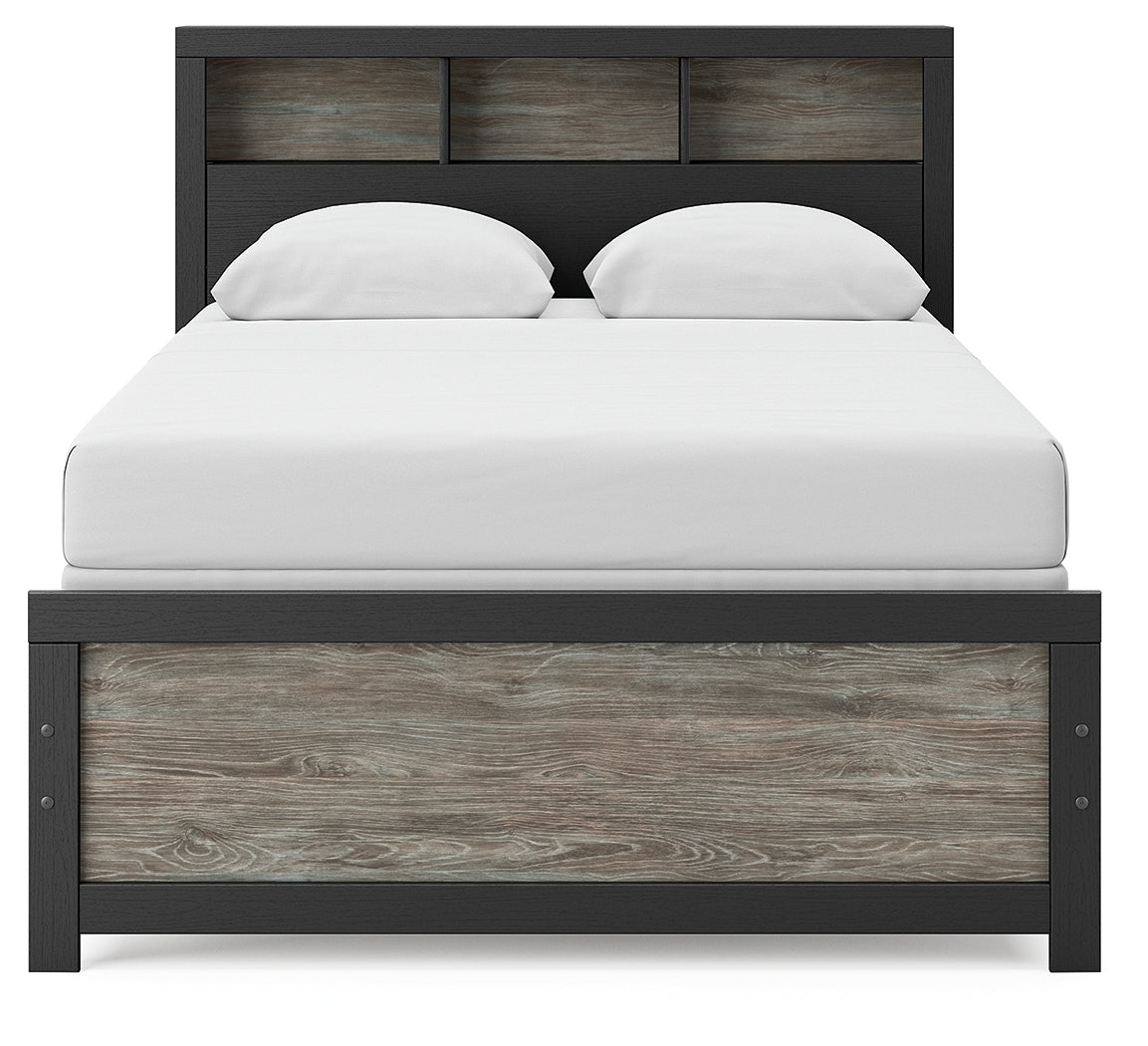 Broachmyn Black/Gray Full Bookcase Bed