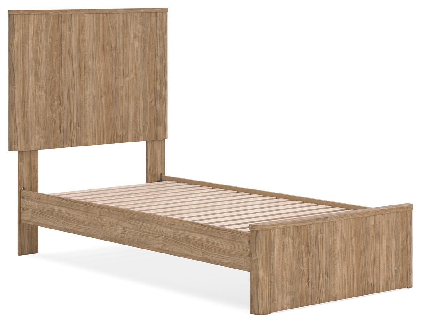Gramburg Warm Natural Brown Twin Panel Platform Bed angled view