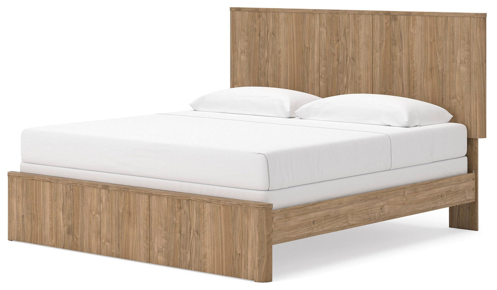 Gramburg Warm Natural Brown King Panel Bed angled view
