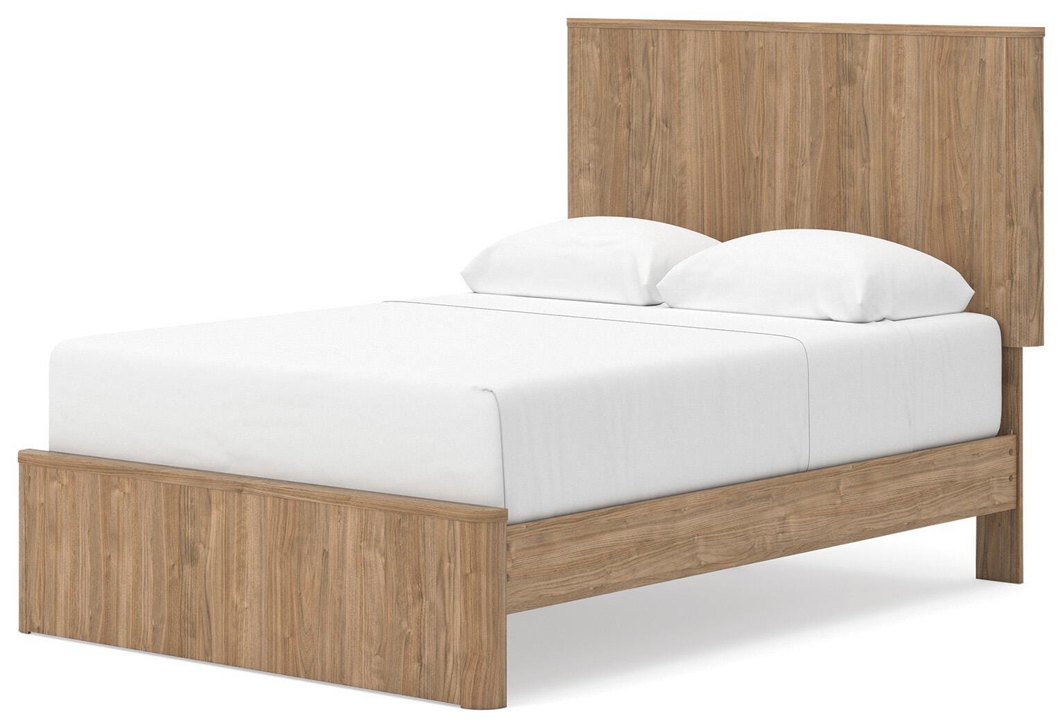 Gramburg Warm Natural Brown Full Panel Platform Bed angled view