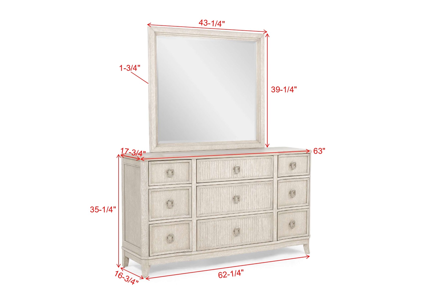 Napoli Cream Dresser and Mirror view 2