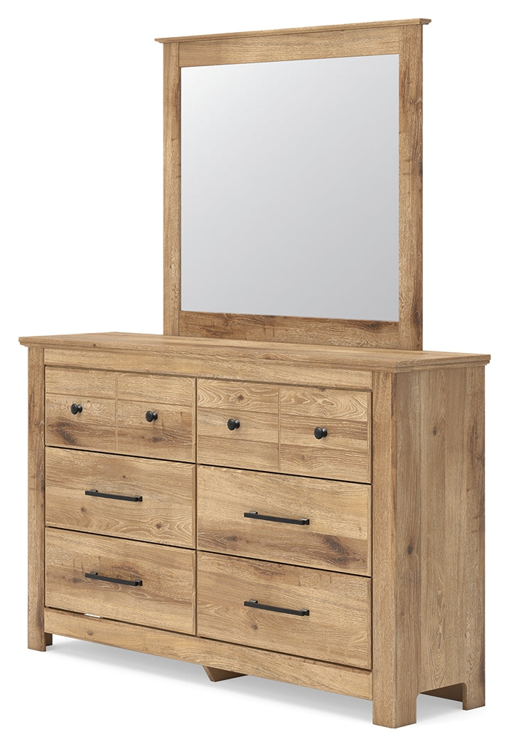 Makidern Tan Dresser and Mirror