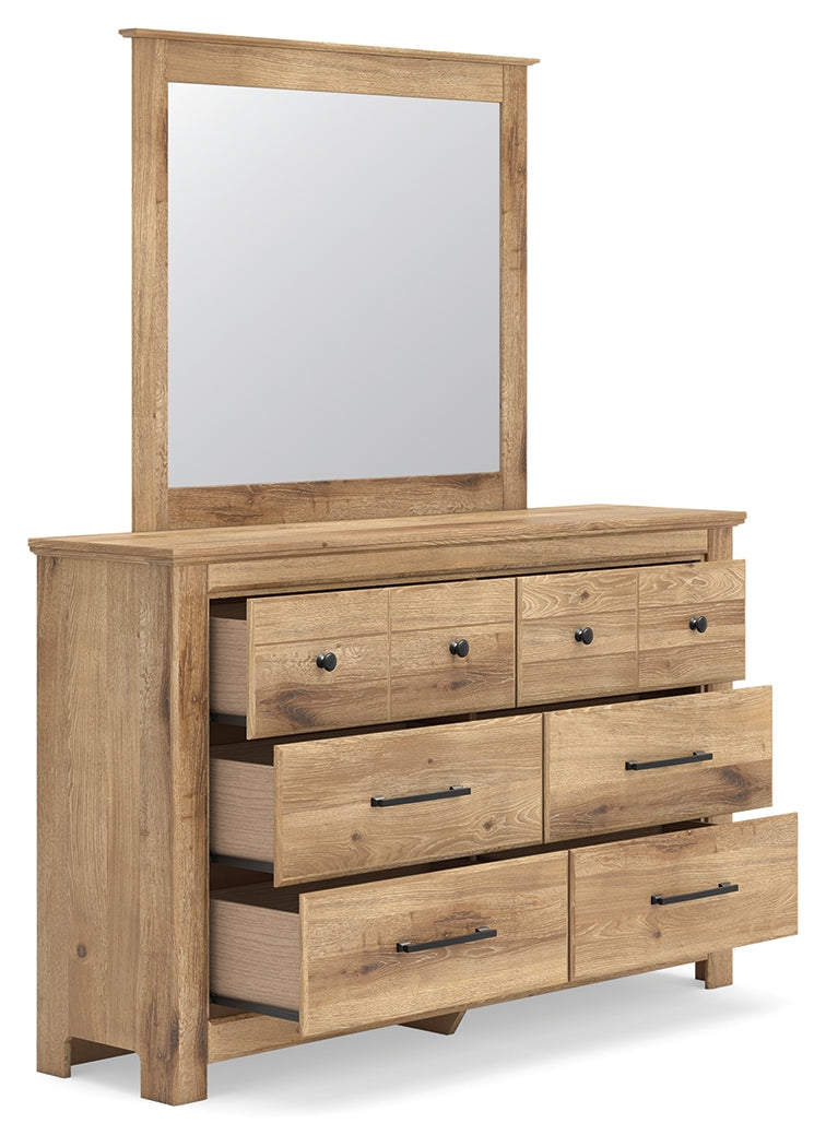Makidern Tan Dresser and Mirror