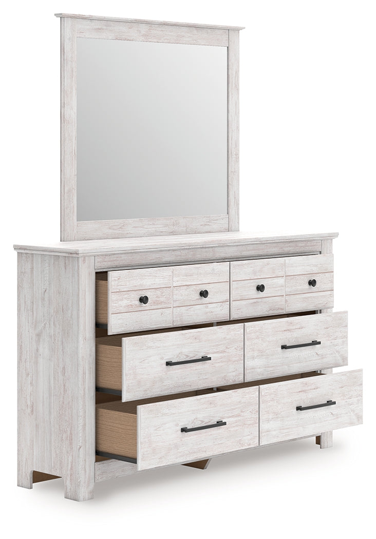 Makidern Whitewash Dresser and Mirror