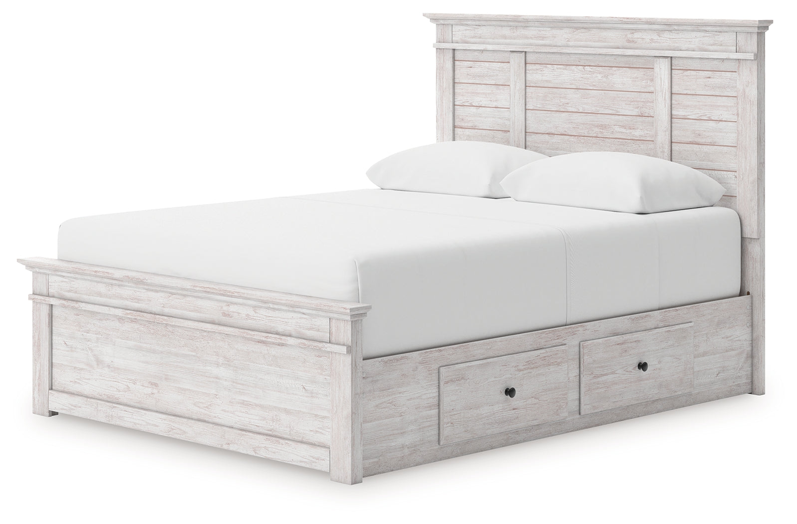 Makidern Whitewash Queen Panel Storage Bed