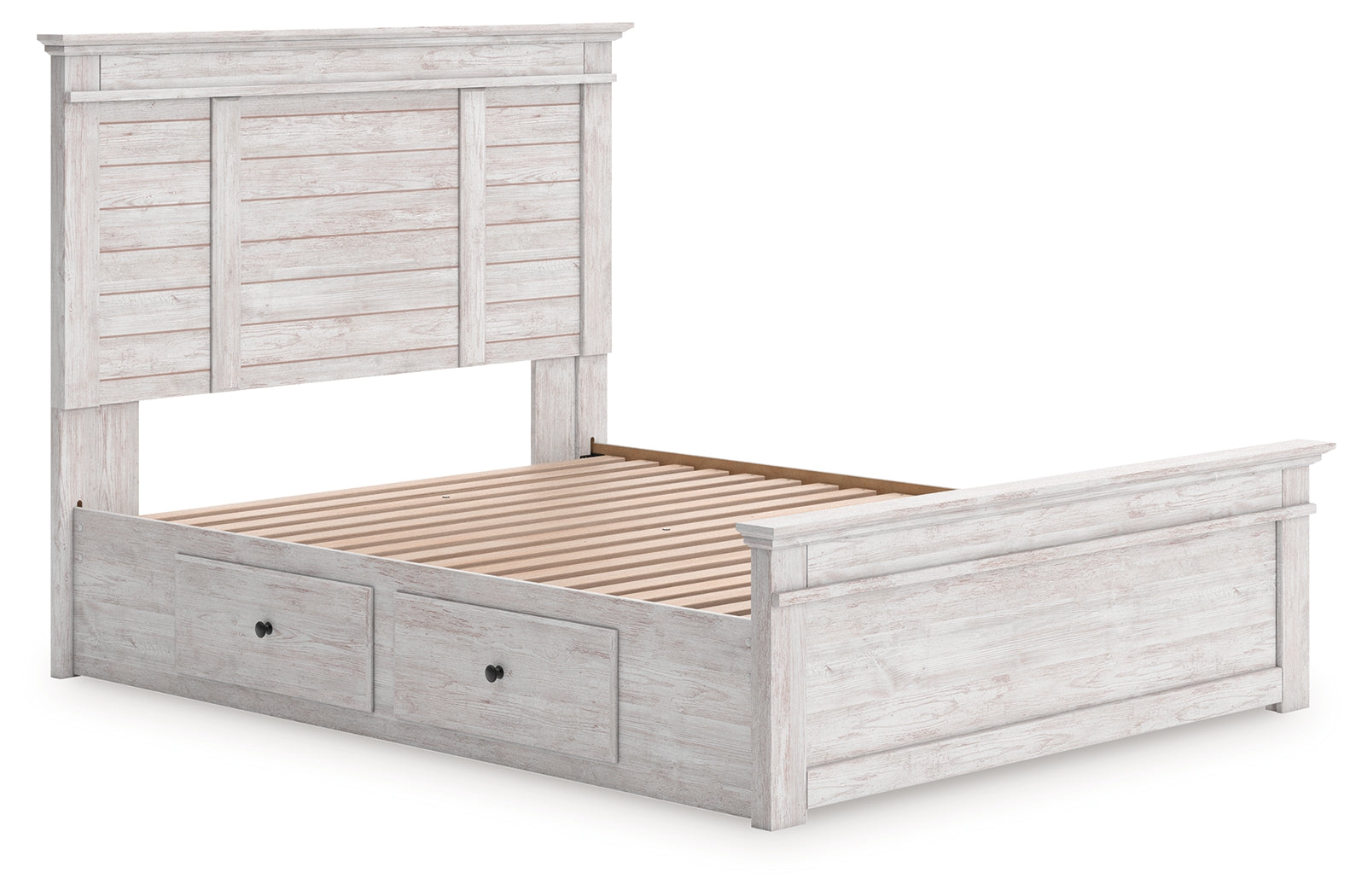 Makidern Whitewash Queen Panel Storage Bed