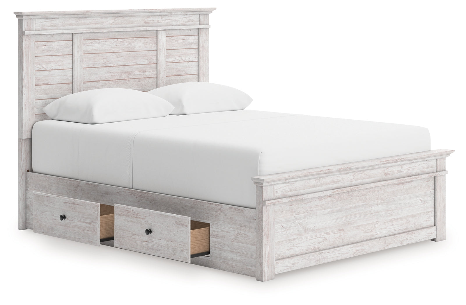 Makidern Whitewash Queen Panel Storage Bed