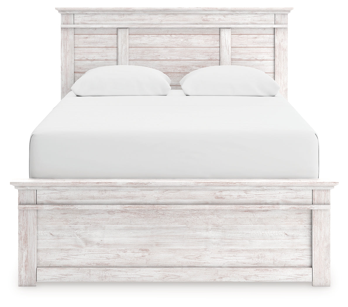 Makidern Whitewash Queen Panel Bed