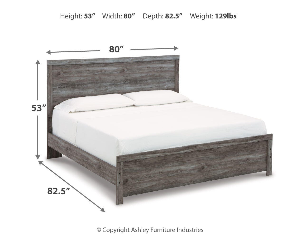 Bronyan Dark Gray Panel Bedroom Set dimension view
