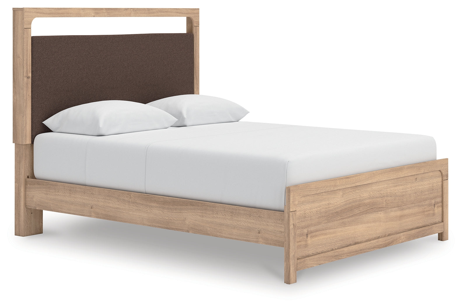 Kinlanni Tan Queen Upholstered Platform Bed
