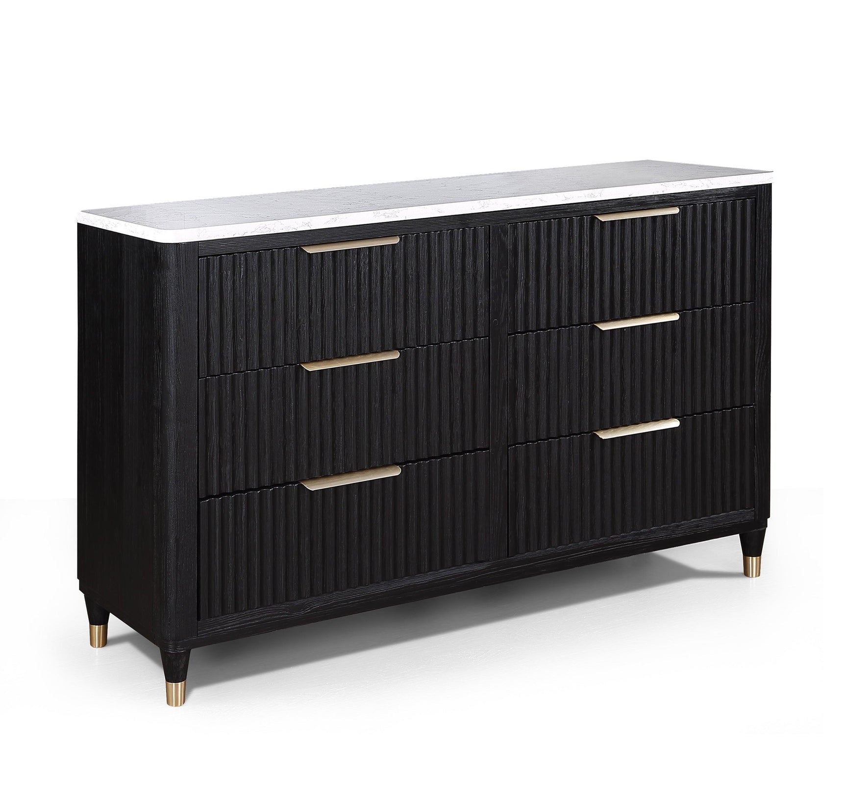 Kara Black White 2 Drawers Nightstand